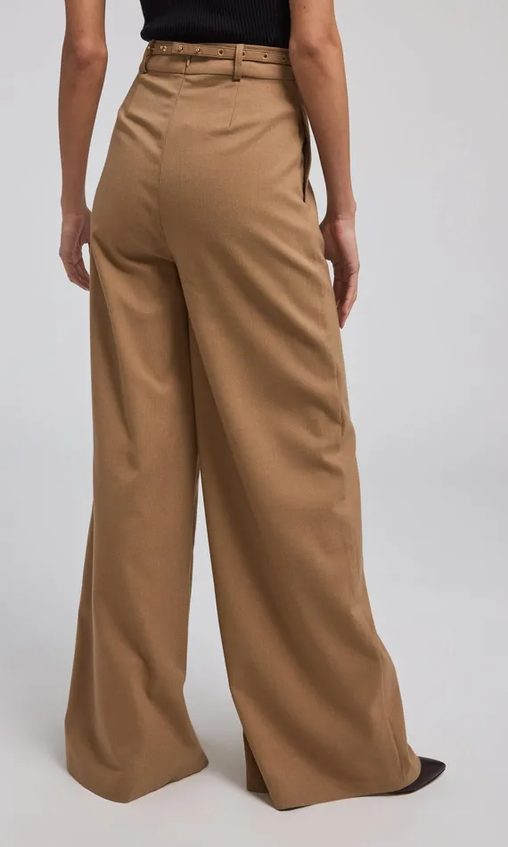 Women Generation Love Clothing Pants JOHANNA SUITING TURNLOCK BELTED PANTS Camel