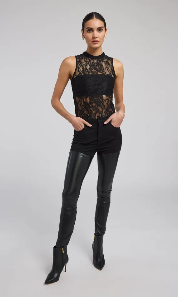 Women Generation Love Clothing Pants Petra Vegan Leather Combo Ponte Pant Black