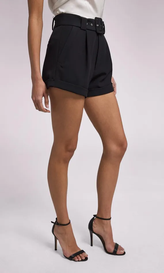 Women Generation Love Clothing Shorts Belen Crepe Shorts Black