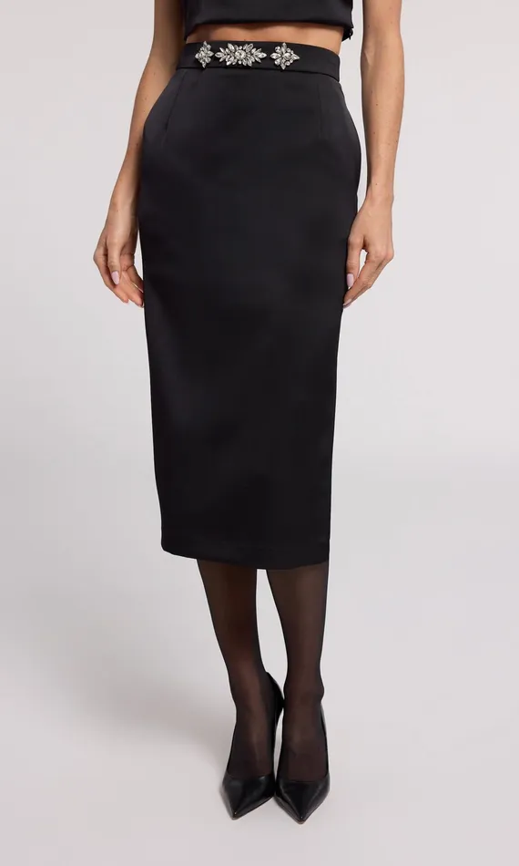 Women Generation Love Clothing Skirts Kori Crystal Embellished Satin Skirt Blackclear Women Generation Love Clothing Skirts Kori Crystal Embellished Satin Skirt Blackclear