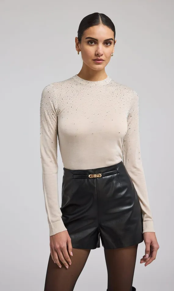 Women Generation Love Clothing Sweaters and Sweatshirts Elsie Crystal Top Beige Women Generation Love Clothing Sweaters and Sweatshirts Elsie Crystal Top Beige