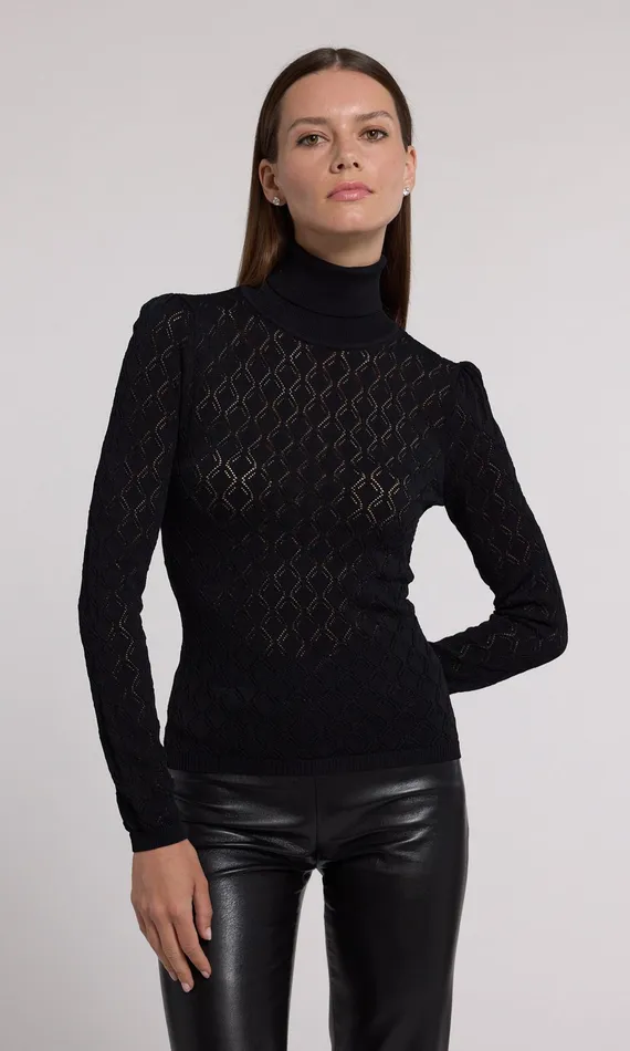 Women Generation Love Clothing Sweaters and Sweatshirts Natasha Pointelle Sweater Black