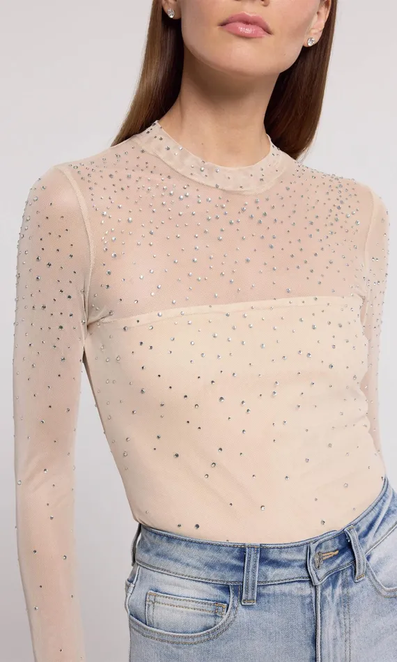 Women Generation Love Clothing Tops Brody Crystal Bodysuit Bareclear