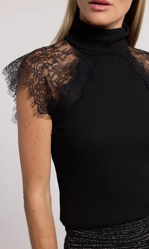 Women Generation Love Clothing Tops Jessenia Lace Combo Top Black