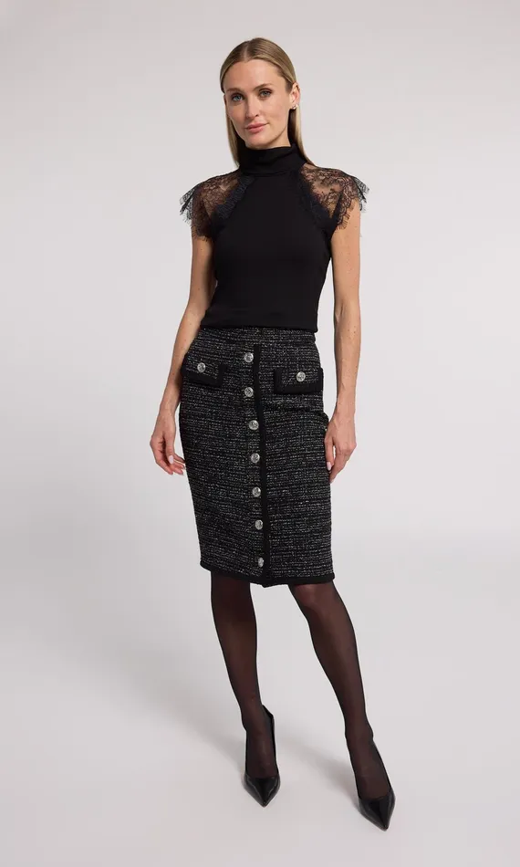 Women Generation Love Clothing Tops Jessenia Lace Combo Top Black