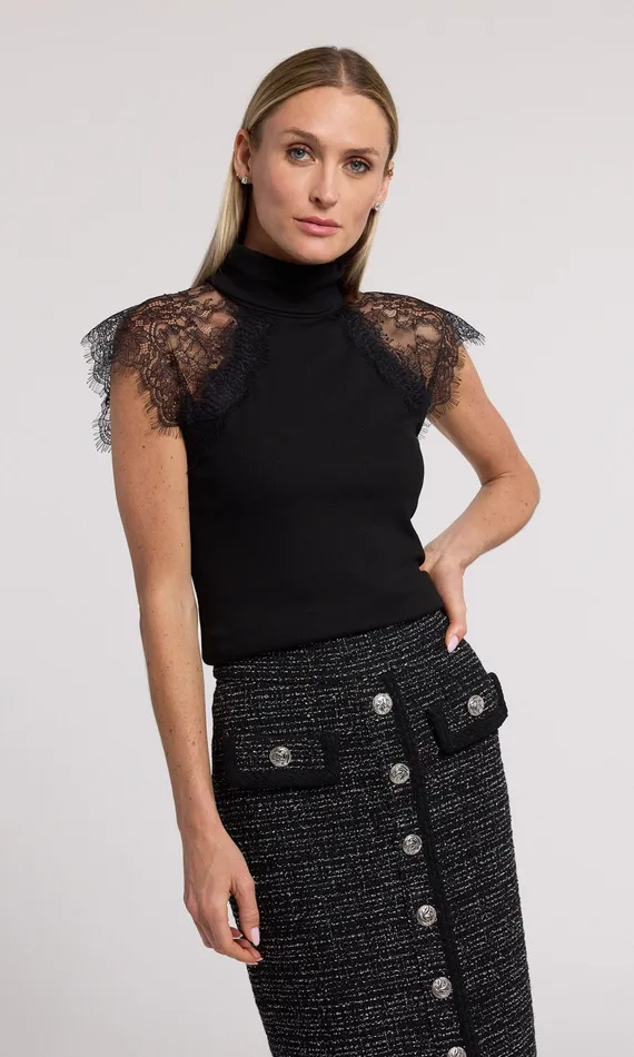 Women Generation Love Clothing Tops Jessenia Lace Combo Top Black
