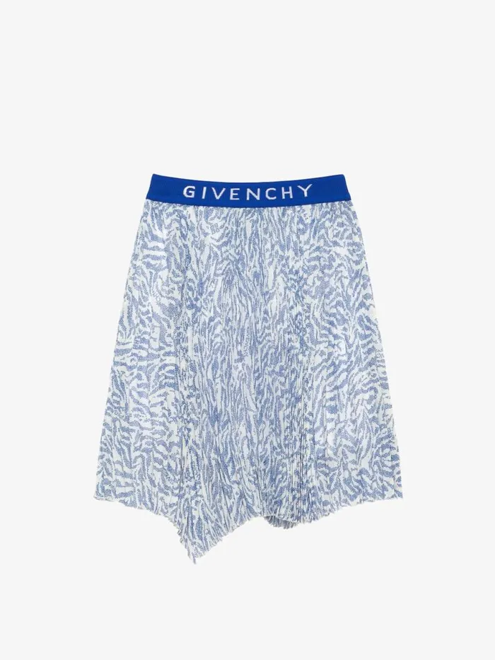 Women Girl 4 To 12 Years Givenchy Asymmetrical Skirt In Zebra Veil Whiteblue