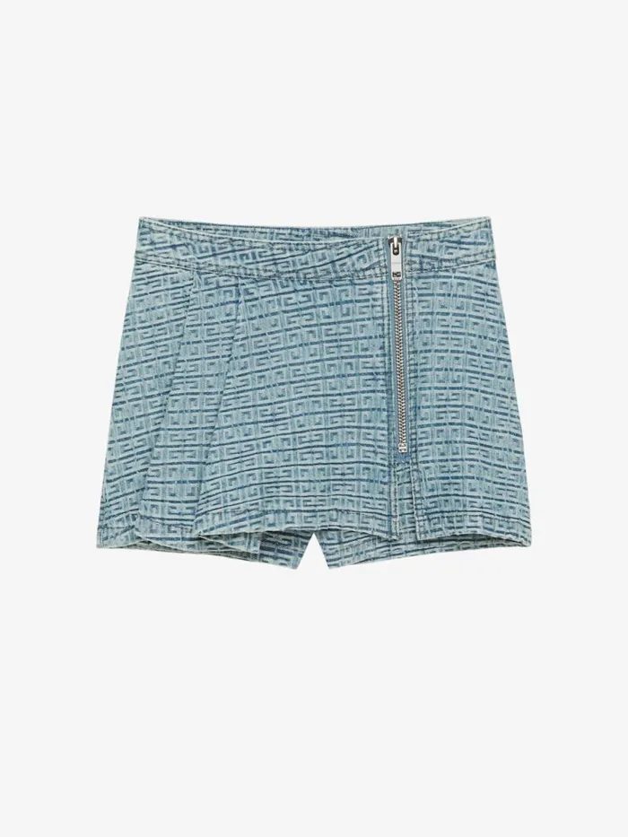 Women Girl 4 To 12 Years Givenchy Asymmetrical Skirt Shorts In 4G Denim Denim Blue