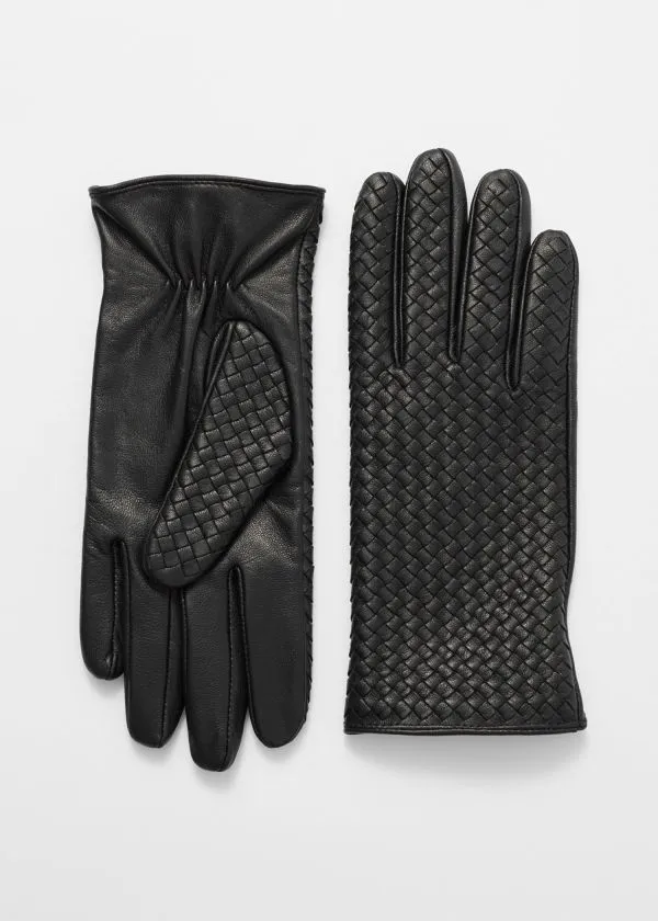 Women Gloves and Other Stories Braided Leather Gloves Black