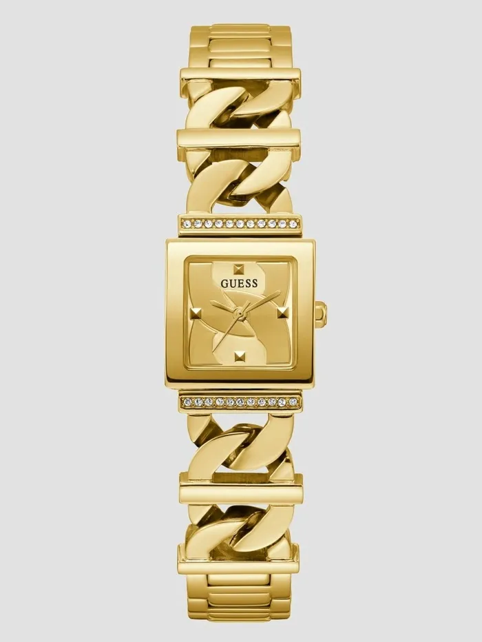 Women GoldTone ChainLink Analog Watch Gold Watches GUESS