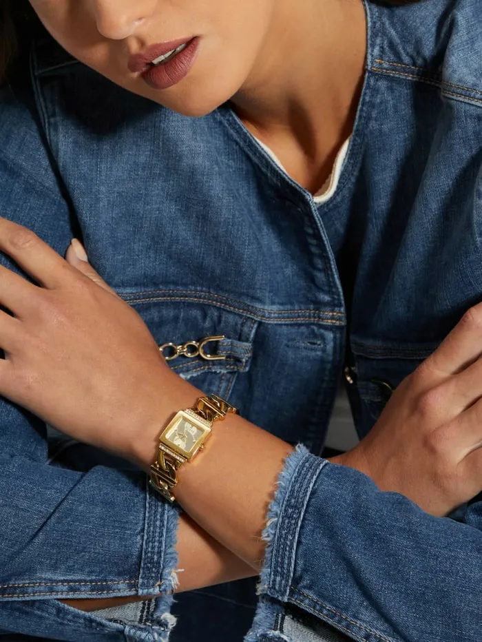 Women GoldTone ChainLink Analog Watch Gold Watches GUESS