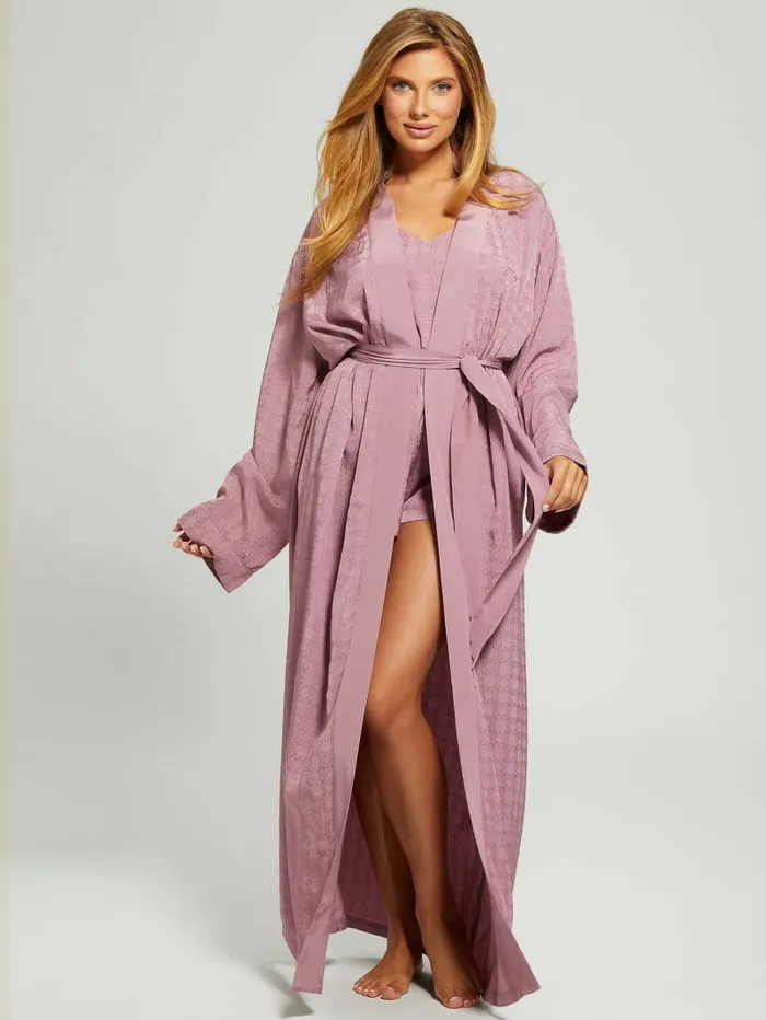 Women GUESS Doris Satin Night Gown Robe 4g Shiny Jacquard Winegar Intimates Women GUESS Doris Satin Night Gown Robe 4g Shiny Jacquard Winegar Intimates