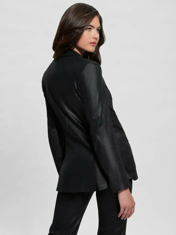 Women GUESS Eco Emelie FauxSuede Blazer Black Vintage Suede Jackets and Coats
