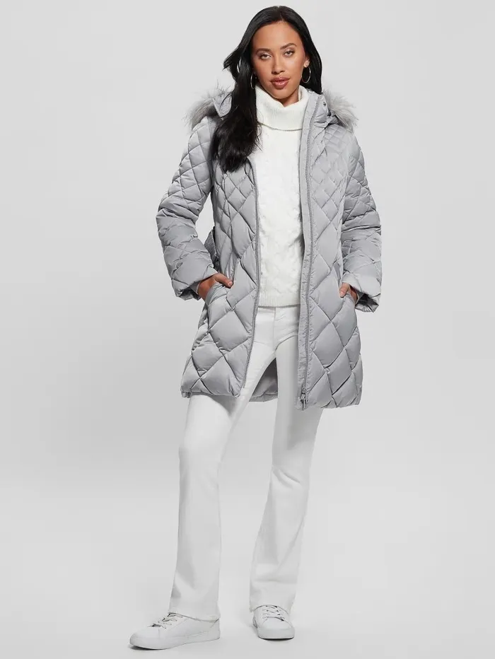 Women GUESS Eco Olga Quilted Down Jacket Starry Ice Multi Jackets and Coats Women GUESS Eco Olga Quilted Down Jacket Starry Ice Multi Jackets and Coats