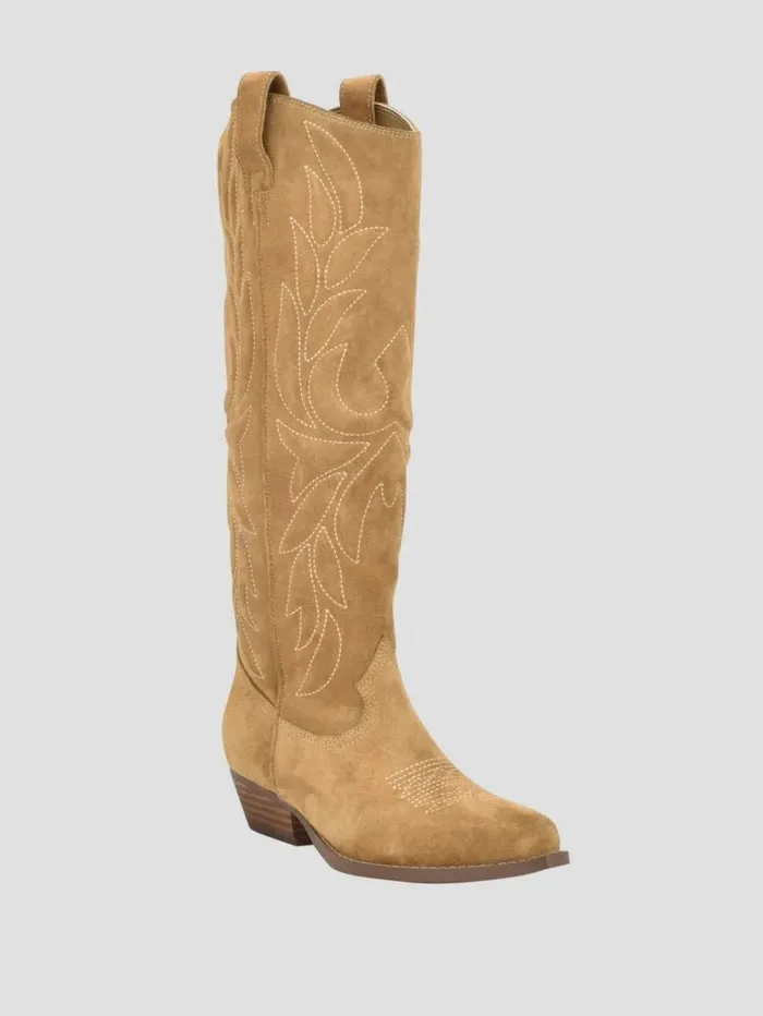Women GUESS Ginnifer Knee High Cowboy Boots Medium Brown Boots and Booties