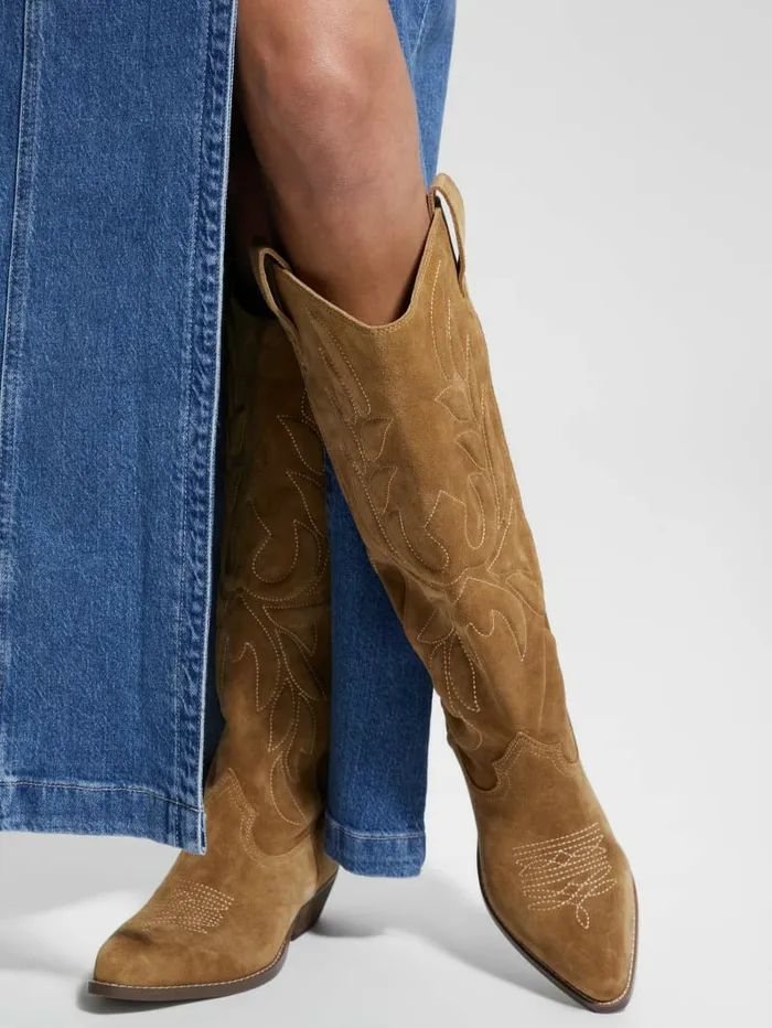 Women GUESS Ginnifer Knee High Cowboy Boots Medium Brown Boots and Booties Women GUESS Ginnifer Knee High Cowboy Boots Medium Brown Boots and Booties