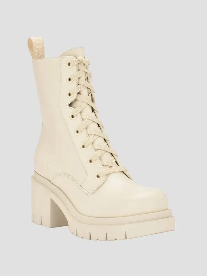 Women GUESS Juel LaceUp Booties Ivory 150 Boots and Booties