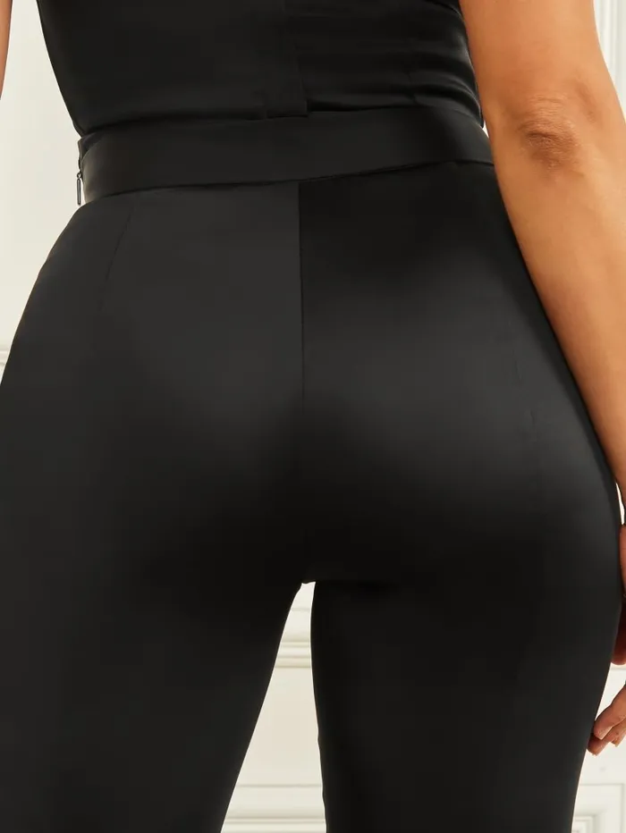 Women GUESS Roxanne Satin Pant Black Bottoms Women GUESS Roxanne Satin Pant Black Bottoms