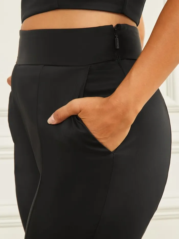 Women GUESS Roxanne Satin Pant Black Bottoms Women GUESS Roxanne Satin Pant Black Bottoms