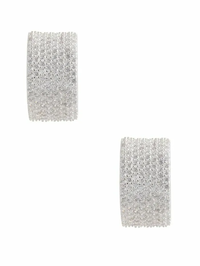 Women GUESS SilverTone CZ Hoop Earrings Silver Jewelry Women GUESS SilverTone CZ Hoop Earrings Silver Jewelry