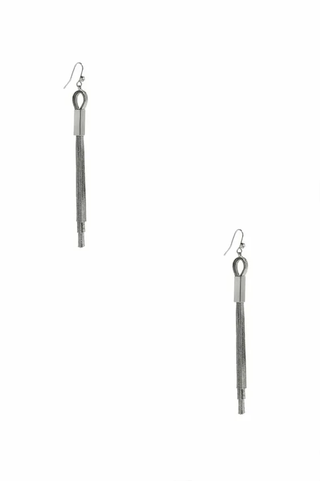 Women GUESS SilverTone Snake Chain Linear Earrings Silver Jewelry Women GUESS SilverTone Snake Chain Linear Earrings Silver Jewelry