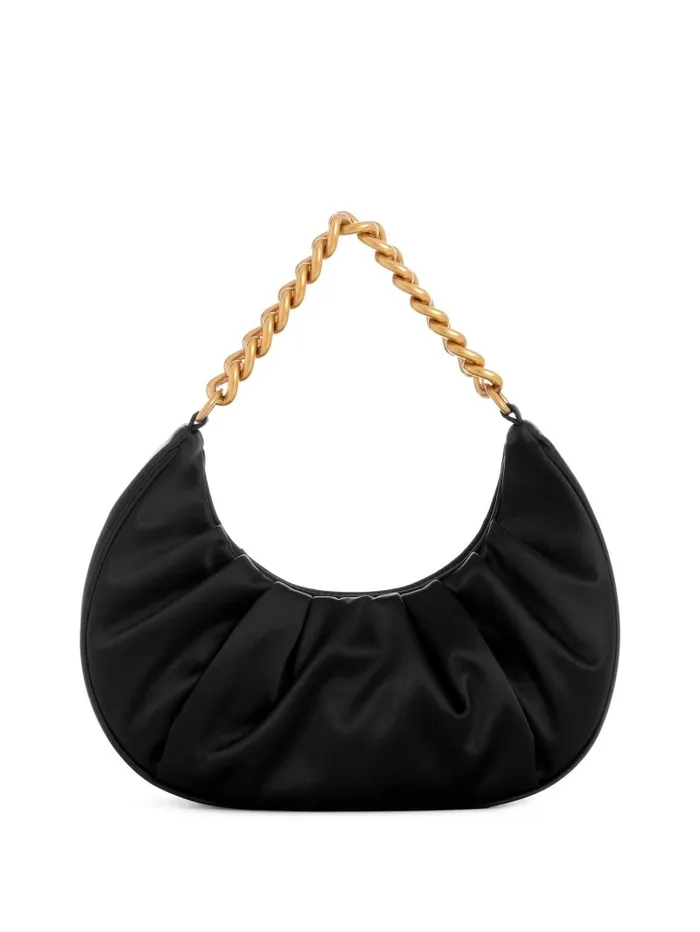 Women GUESS Tori Satin Shoulder Bag Black Handbags