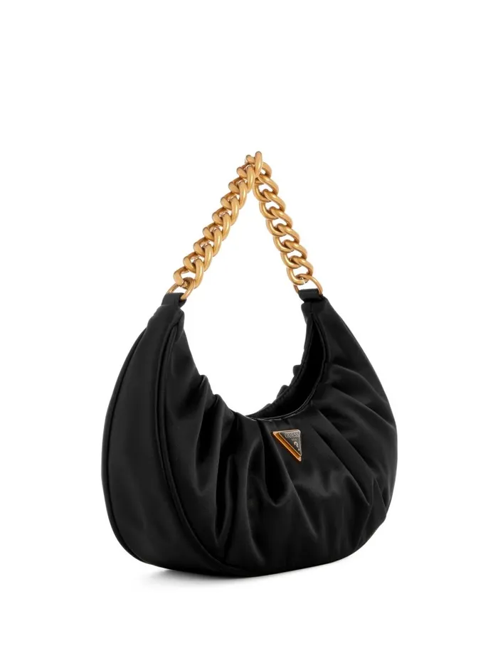 Women GUESS Tori Satin Shoulder Bag Black Handbags