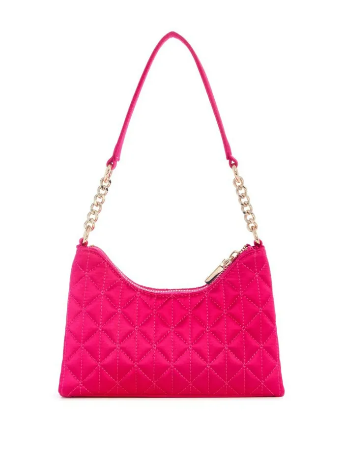 Women GUESS Velina Quilted Satin Mini Shoulder Bag Pink Handbags Women GUESS Velina Quilted Satin Mini Shoulder Bag Pink Handbags