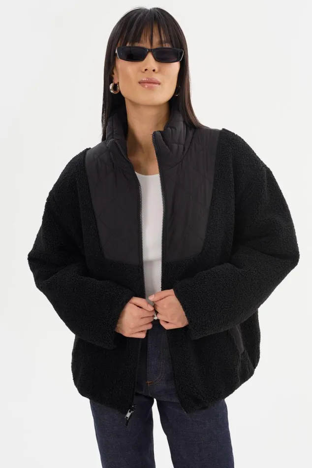Women HADLEY Reversible Sherpa Jacket Black LAMARQUE Sherpa