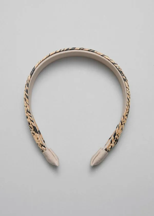 Women Hair Accessories and Other Stories Braided Straw Headband Strawandblack