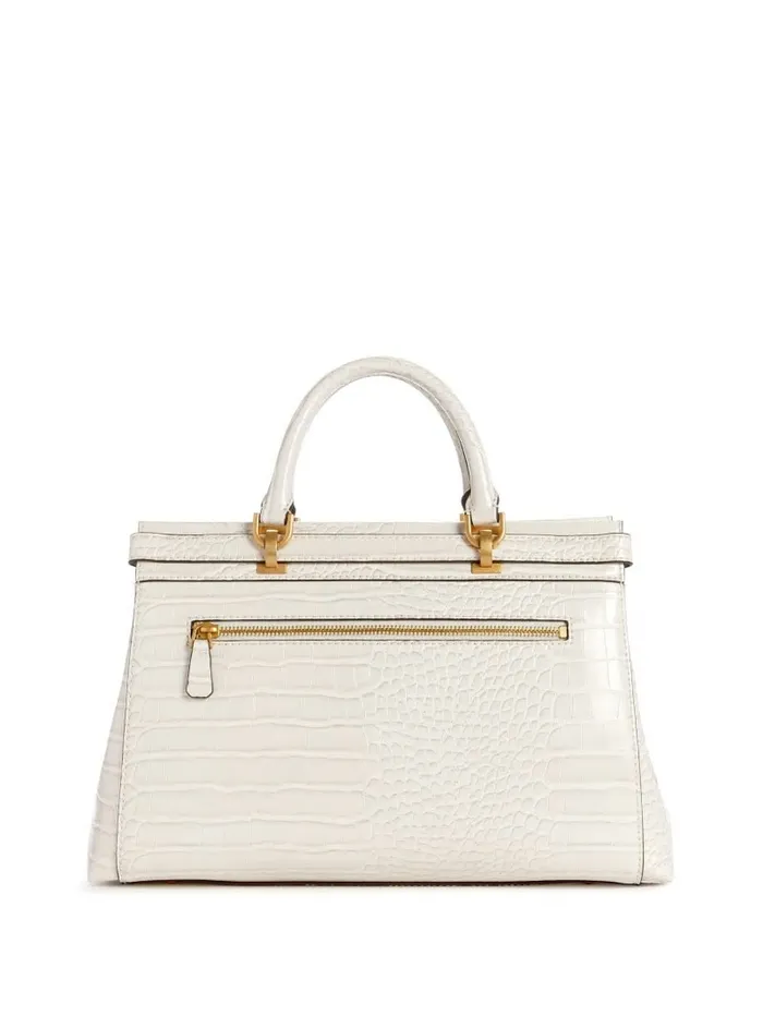Women Handbags GUESS Sestri CrocodileEmbossed Satchel White Women Handbags GUESS Sestri CrocodileEmbossed Satchel White