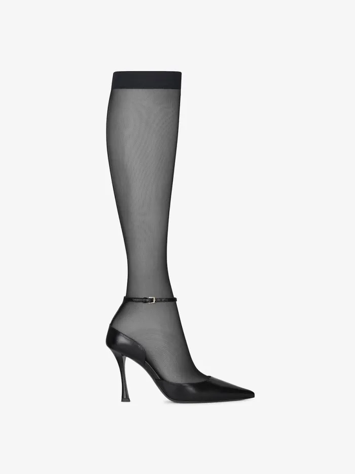 Women Heels Givenchy Show Pumps In Leather With Stockings Black