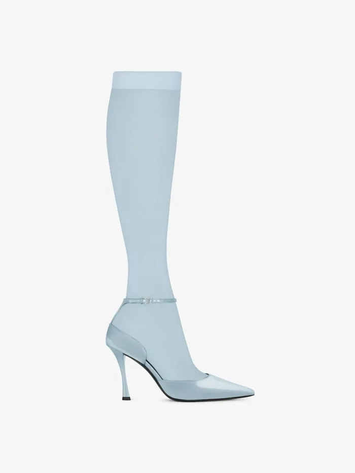 Women Heels Givenchy Show Pumps In Leather With Stockings Grey