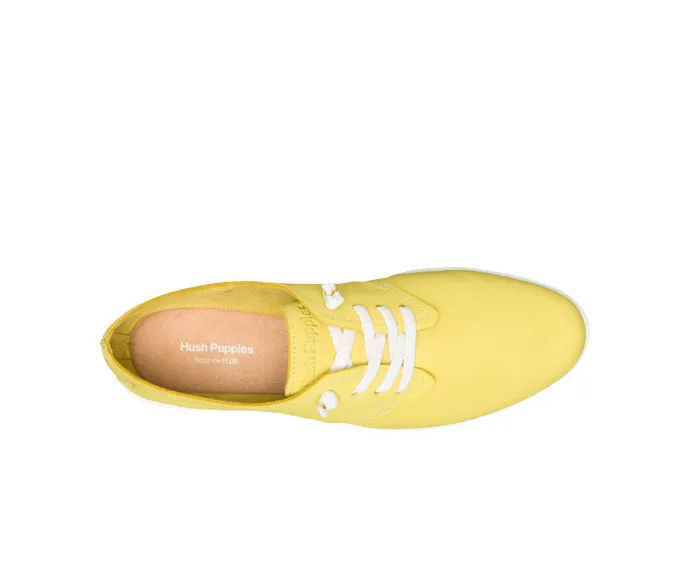 Women Hush Puppies Everyday Lace Up Sun Yellow Nubuck Sneakers