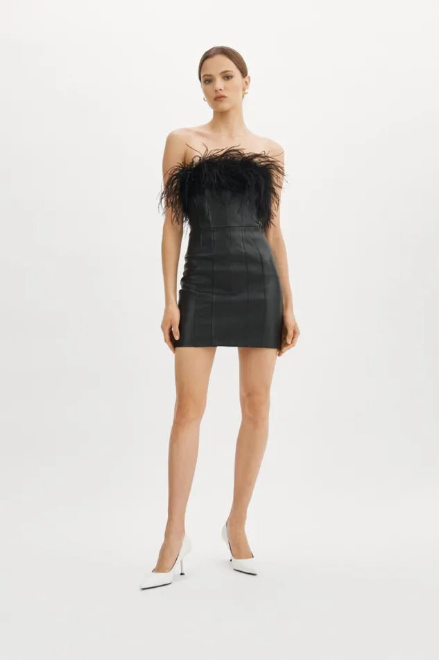 Women JACINDA Leather Bustier Dress Black LAMARQUE Dresses Women JACINDA Leather Bustier Dress Black LAMARQUE Dresses