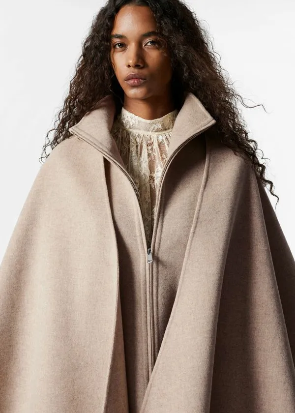 Women Jackets and Coats and Other Stories Asymmetric Wool Cape Beige Women Jackets and Coats and Other Stories Asymmetric Wool Cape Beige