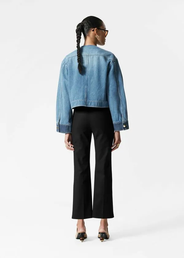 Women Jackets and Coats and Other Stories Cropped Denim Jacket Mid Blue