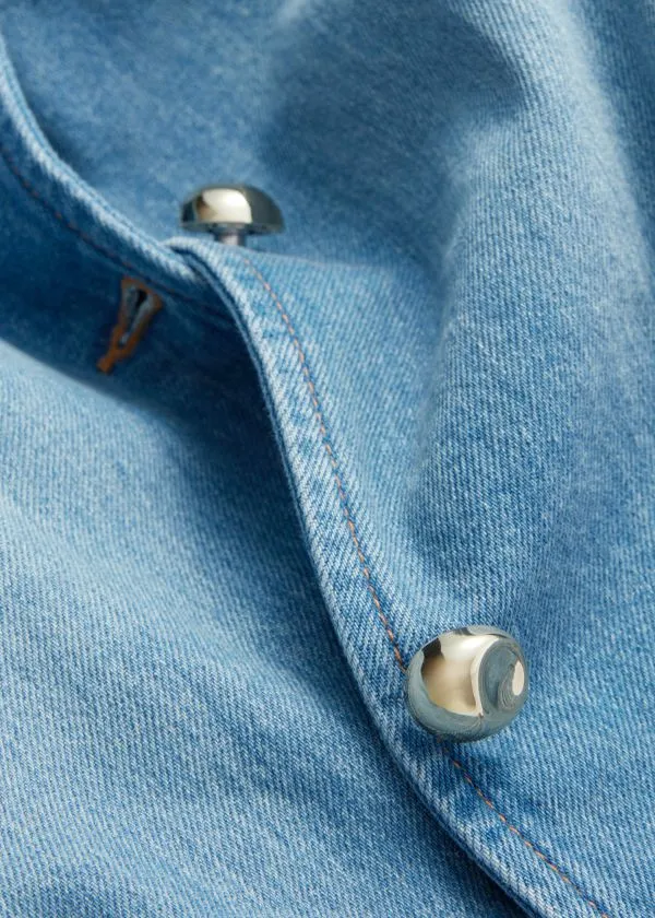Women Jackets and Coats and Other Stories Cropped Denim Jacket Mid Blue