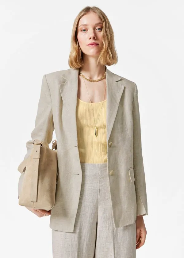 Women Jackets and Coats and Other Stories Fitted Linen Blazer Beige