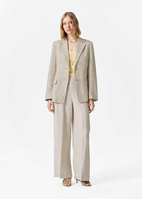 Women Jackets and Coats and Other Stories Fitted Linen Blazer Beige