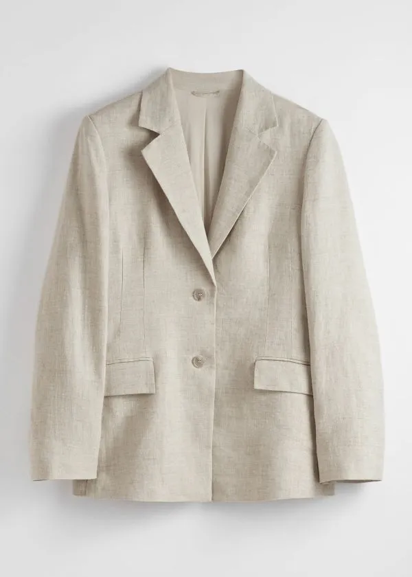 Women Jackets and Coats and Other Stories Fitted Linen Blazer Beige