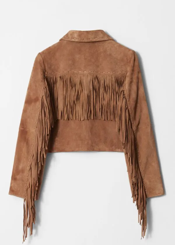 Women Jackets and Coats and Other Stories Fringe Suede Jacket Brown