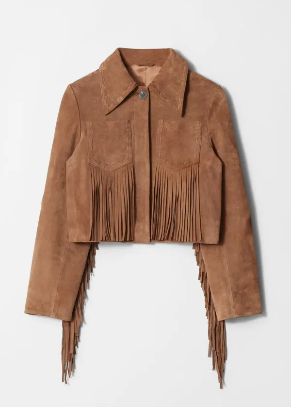 Women Jackets and Coats and Other Stories Fringe Suede Jacket Brown