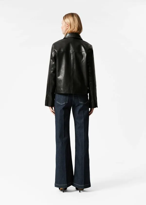 Women Jackets and Coats and Other Stories PatchPocket Leather Jacket Black