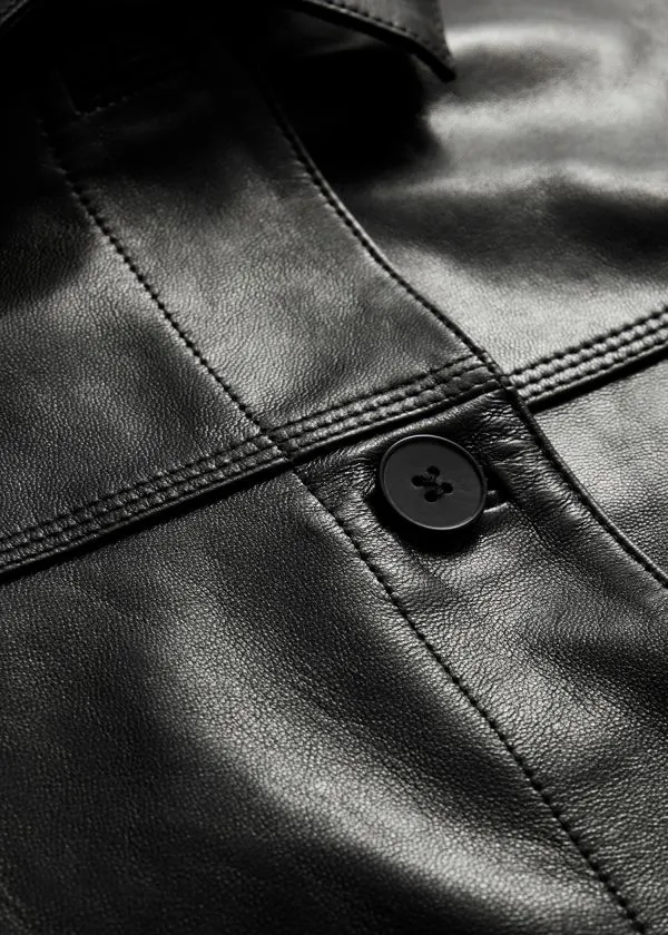 Women Jackets and Coats and Other Stories PatchPocket Leather Jacket Black