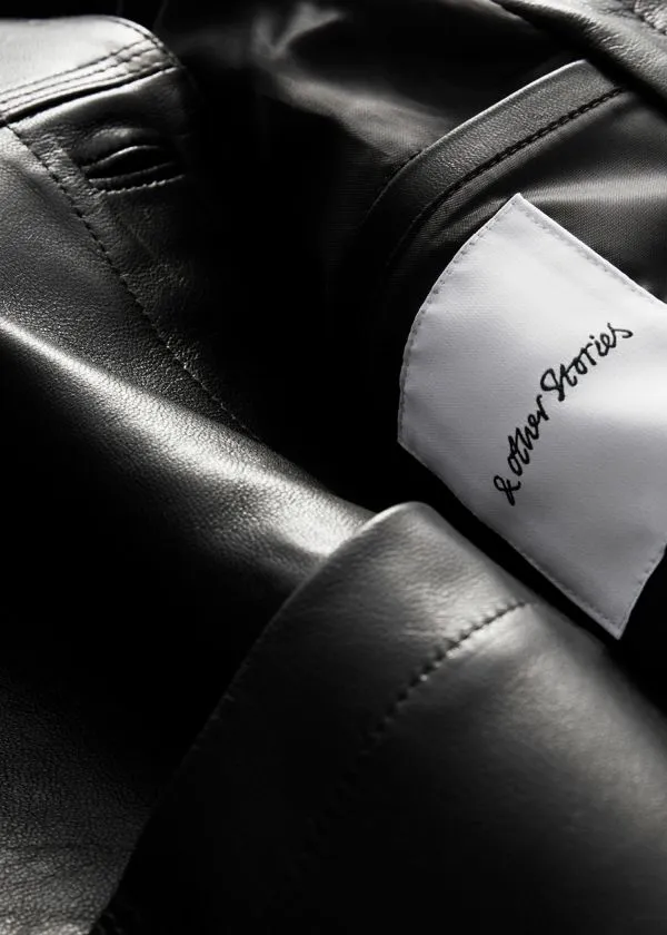 Women Jackets and Coats and Other Stories PatchPocket Leather Jacket Black