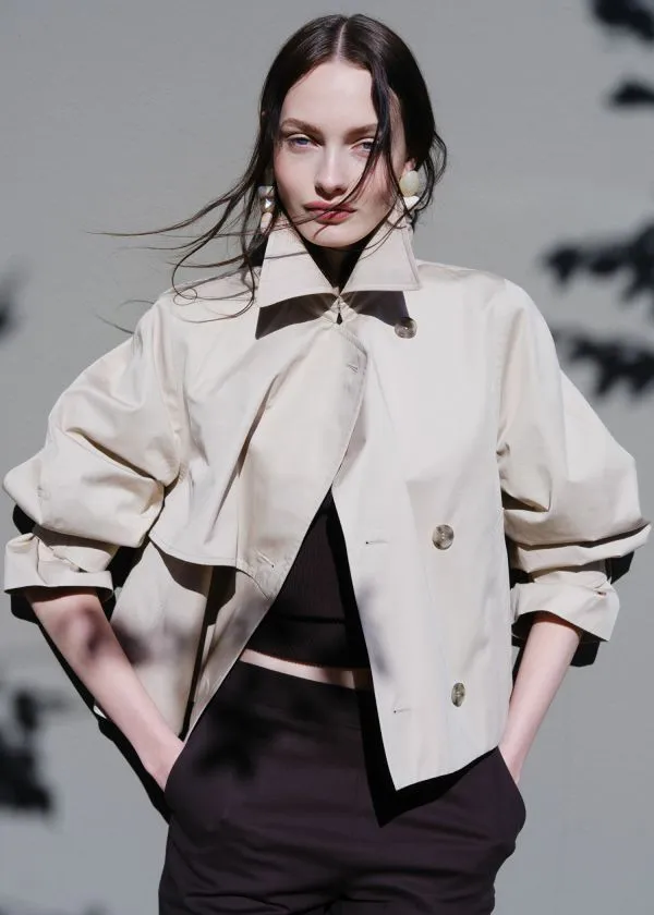 Women Jackets and Coats and Other Stories Short Trench Coat Jacket Beige