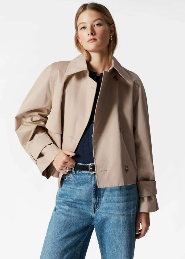 Women Jackets and Coats and Other Stories Short Trench Coat Jacket Beige