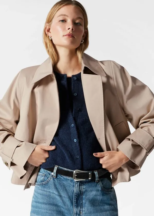 Women Jackets and Coats and Other Stories Short Trench Coat Jacket Beige