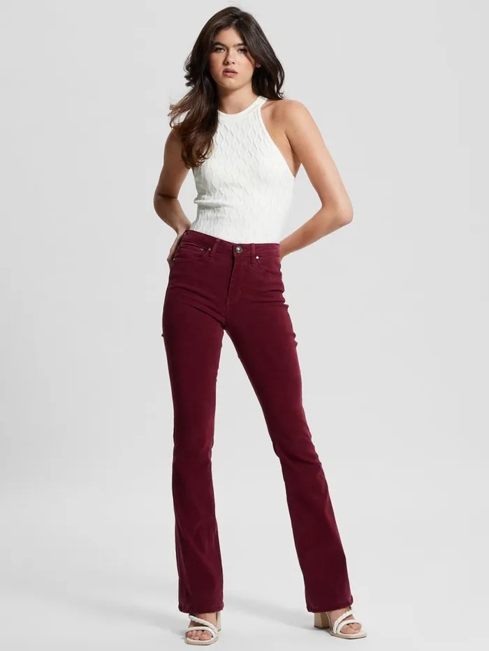 Women Jeans and Denim GUESS Eco Sexy Flare Velvet Pants Mystic Wine